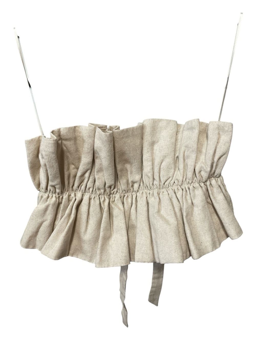 Lush Beige Ruffled Crop Top
